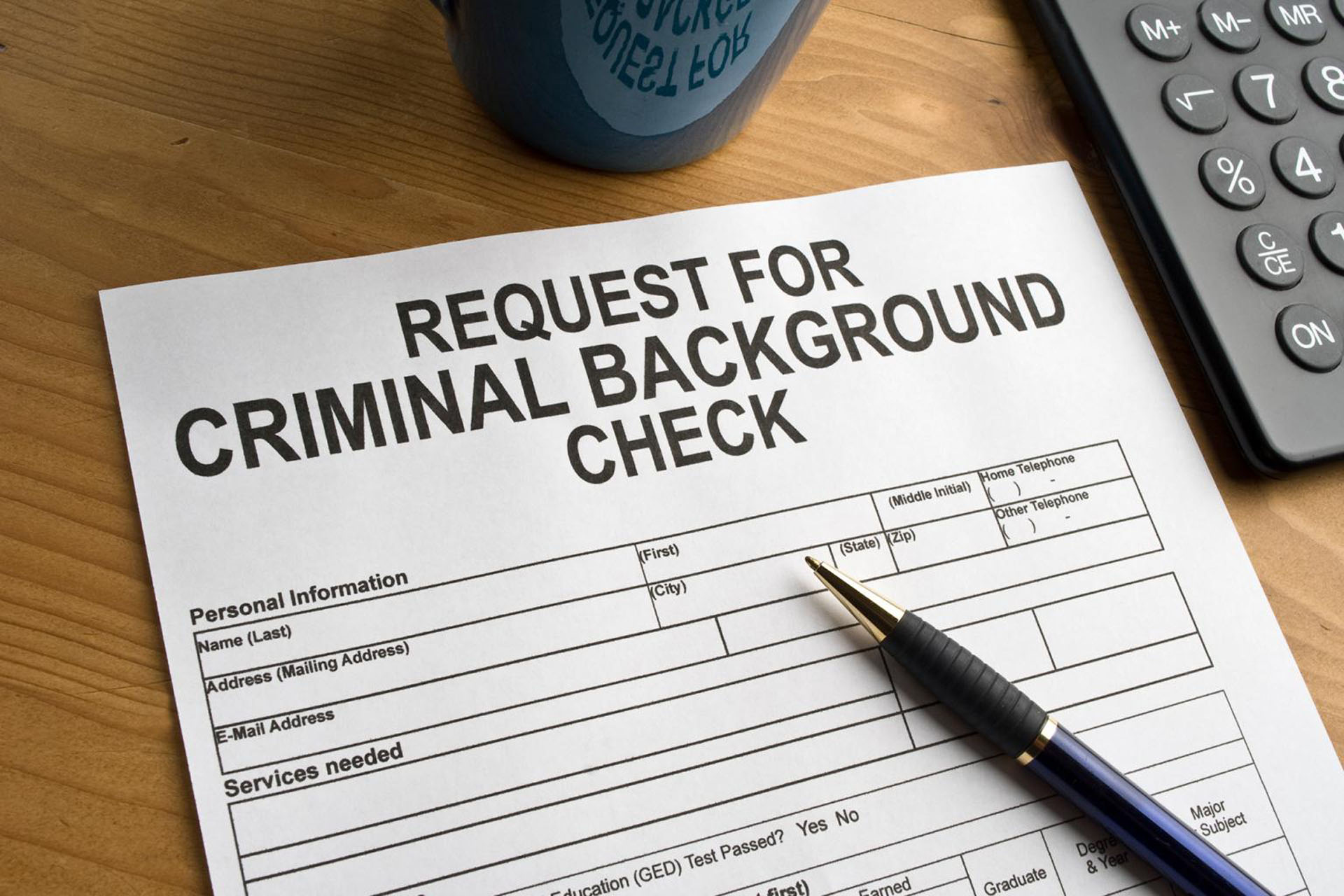 A request for criminal background check document